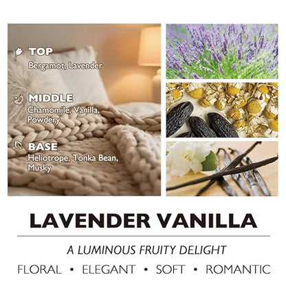 HomeLights Soy Wax Candles for Home Scented, 1-Wick Candles in Lavender Vanilla Scented, Aromatherapy Candles Gift for Parties, Relaxing, Bohemian Natural Textures, 6.7oz - color: Lavender Vanilla
