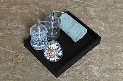 Vixdonos Valet Tray Nightstand Organizer Leather Catchall Tray for Perfume,Jewelry,Key and Remote on Counter or Dresser(Black) - color: Black