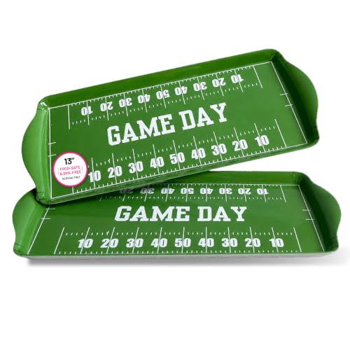 Green Game Day Melamine Serving Tray with Handles Reusable Sports Platter | By Sprinkles & Confetti BPA-Free Tailgates Birthdays Parties Durable Charcuterie Snacks Wings Entertaining Food Display - color: Green - Game Day