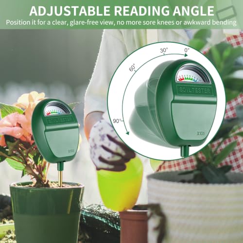 Soil Moisture Meter for Plants, Adjustable Reading Head, 7" Long Probe Plant Humidity Sensor Soil Hygrometer for Indoor Outdoor Plant Care,No Battery Needed