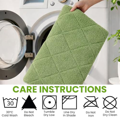 C23 20"x32" 100% Cotton Washable Bath Mat - 210 GSF Non-Slip Rug, Sage - color: Sage