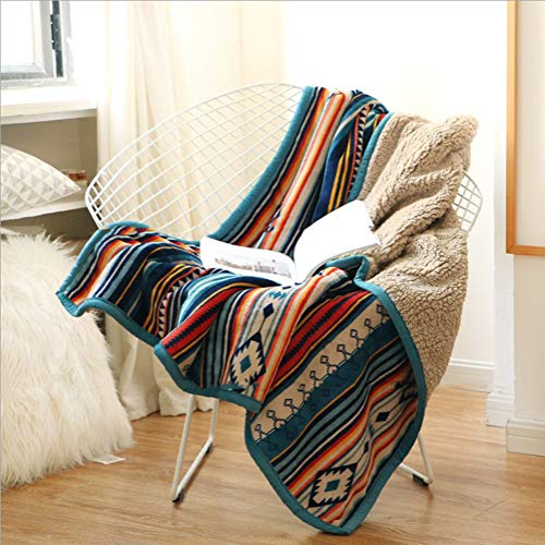 Boho Sherpa Throw 60'' x 50''- Bohemian Soft Plush Flannel Throw Blankets for Bed/Couch/Sofa/Office/Camping - color: A-bohemian, size: 50''x60''