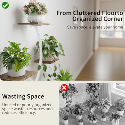 CODACE Plant Stand with Grow Lights - 50" Indoor Plant Shelf | 6 Tiered Plant Shelf Indoor, Lighted Tree-Shaped Plant Holder, Tall Flower Display Rack for Living Room, Patio(White) - color: White