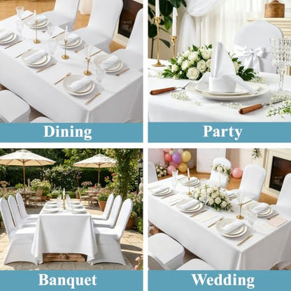 VidaFete White Cloth Napkin, 17 x 17 Inch Polyester Napkins Set of 12 | Polyester Napkins Cloth Reusable & Wrinkle-Resistant Dinner Napkins for Weddings, Banquets, Parties, Hotels and Restaurants - color: White, size: 17" x 17" (Set of 12)
