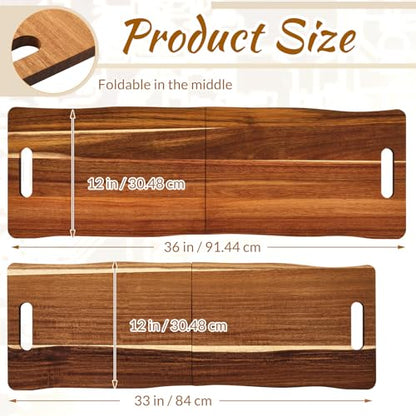 FoldTier Large Acacia Charcuterie Board with Handles 33 x 12 Inch Extra Large Christmas Wood Foldable Serving Tray Rectangular Appetizers Cheese Food Meat Board for New Home Party Housewarming Gifts - size: 33" x 12" x 12"