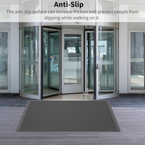 Rubber Scraper Floor Mat 60”x36” 2 Pack - Heavy Duty Outdoor Mats for Garage, Entryway, Door, Mudroom, Boot Tray - All-Weather & Easy Clean - size: 60"x36" Scraper Mats 2Pcs