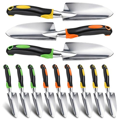 Garden Shovel Hand Trowel Cast-Aluminum Heavy Duty Mini Shovel Garden Tools Soft TPR Non-Slip Handle Potting Tools for Planting, Transplanting, Weeding, Digging Soil (12 Pack)