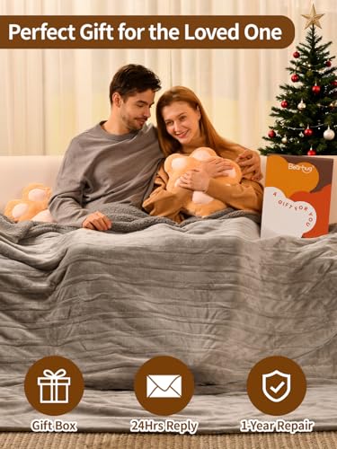 Bearhug Electric Blanket Queen Size with Dual Controls, 10 Heat Levels & 1-12H Auto Shut-Off, Fast Heating Soft Velvet to Sherpa Heated Blanket for Couples, Machine Washable, Taupe - color: Taupe-velvet & Sherpa, size: Queen Size 84" × 90"