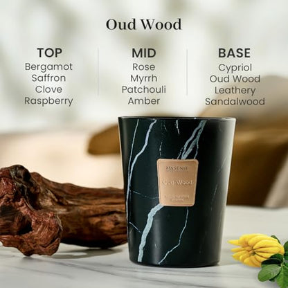 M&SENSE Extra Large Candle OudWood Intense Scented Candle,3 Wick Highly Scented XL Jar Candle,35oz 150H,Candles Gift for Women and Men - color: OudWood, size: Large