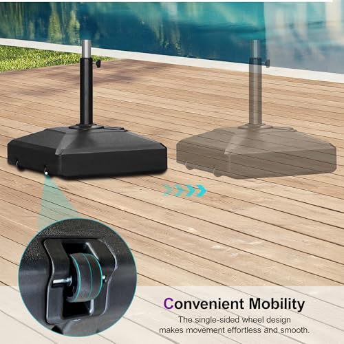PURPLE LEAF HDML45 158 lbs Patio Market Umbrella Stand Base with Wheels | Convenient Mobility, High Quality HDPE Material, Maintain at least 3 Years, UV Protection, Strong Wind Resistant - size: Heavy-Duty