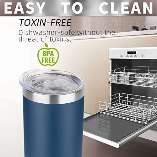 HASLE OUTFITTERS 20 oz Skinny Tumblers Bulk Set, Stainless Steel Insulated Slim Tumblers with Lids, Reusable Double Wall Travel Coffee Mugs, Durable Powder Coated Travel Water Cups(Navy, 4) - color: Navy Blue, size: 20 oz (4 Count)