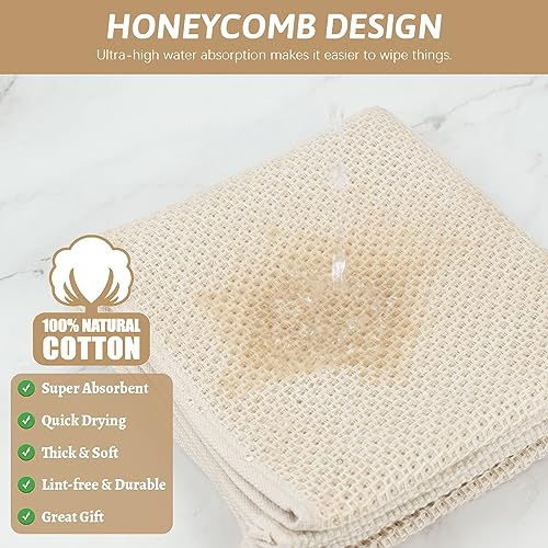 Niallant 12 Pack Cotton Kitchen Towels, Soft & Absorbent Dish Rags, 12x12 Inch - color: Beige, size: 12 x 12 - 12 Pack