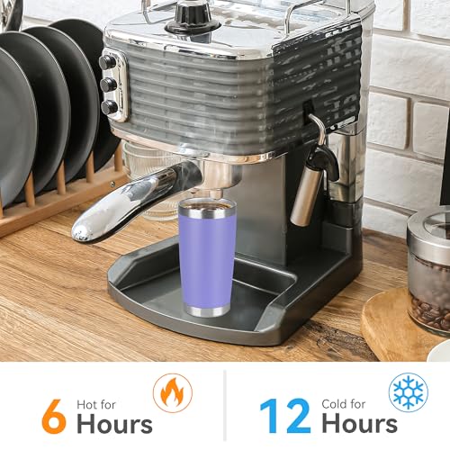 20 oz Tumbler Stainless Steel Tumblers Bulk with Lid Double Wall Insulated Coffee Tumbler Cups for Hot & Cold Drinks Powder Coated Travel Coffee Tumbler Mug Metal (Lavender, 1 pack) - color: Lavender, size: 20 Ounces