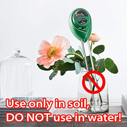 Dr.meter Plant Moisture Meter 3 in 1 Soil Moisture Light pH Tester | Soil Probe Test Kits for Indoor Outdoor Plant Care, Hydrometer for Plants, No Battery Needed
