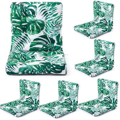 Hoteam 4 Set Outdoor Patio Chair Cushions 20 x 42 in Deep Seat Waterproof Patio Cushions Set for Furniture Replacement Removable Seat and Back (Monstera Deliciosa) - style: Monstera Deliciosa