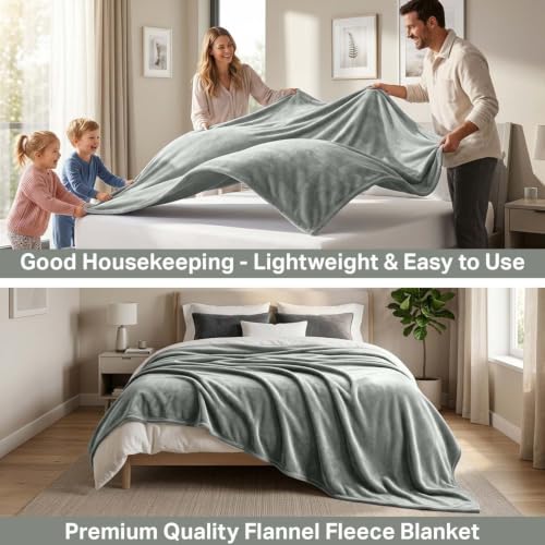 MOONLIGHT20015 Fleece Throw Blanket Super Soft Cozy for Couch, Sofa and Camping Lightweight 400 GSM Luxury Fluffy Microfiber Bed Blankets 50 x 60 Inches (Throw/Travel, Silver) - color: Silver, size: Throw