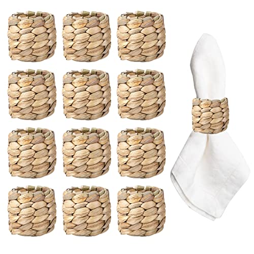 APTWOW Rustic Napkin Rings Set of 12, Hand-Woven Farmhouse Fall Napkin Rings, Holiday Party, Christmas, New Year Eve, Thanksgiving Dinnerware, Easter Napkins Rings - size: 12