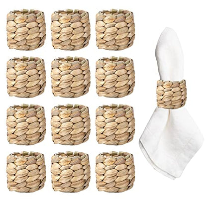 APTWOW Rustic Napkin Rings Set of 12, Hand-Woven Farmhouse Fall Napkin Rings, Holiday Party, Christmas, New Year Eve, Thanksgiving Dinnerware, Easter Napkins Rings - size: 12