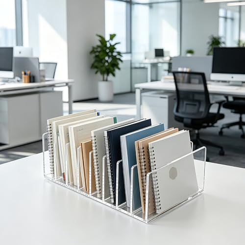 8 Compartments Clear Acrylic Mail Holder – Vertical Letter Sorter & Multifunction Desk Organizer for Bills, Documents, Notebooks – Modern Office/Home Envelope File Rack - size: 8 Compartments
