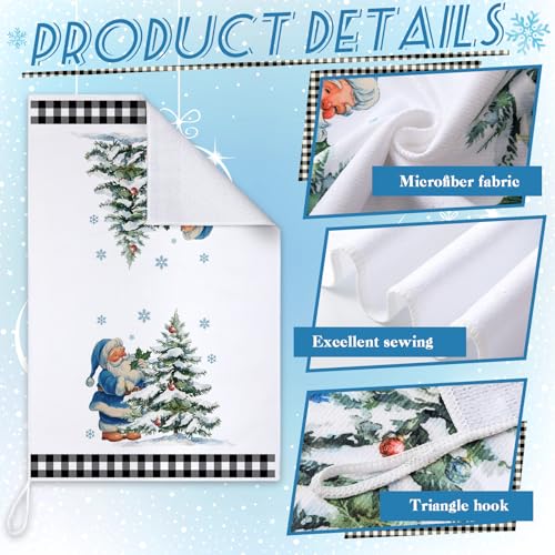 Fourluoo 8 Pcs Winter Kitchen Towels Snowman Hand Dish Towels Blue Buffalo Plaid Santa Claus Tea Cloths for Winter Holiday Kitchen Home Bathroom Decor Gifts - style: Snowman