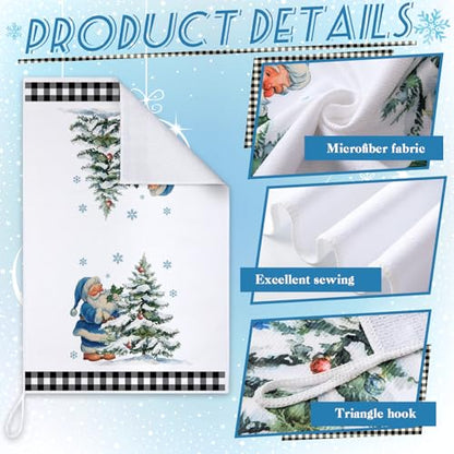 Fourluoo 8 Pcs Winter Kitchen Towels Snowman Hand Dish Towels Blue Buffalo Plaid Santa Claus Tea Cloths for Winter Holiday Kitchen Home Bathroom Decor Gifts - style: Snowman