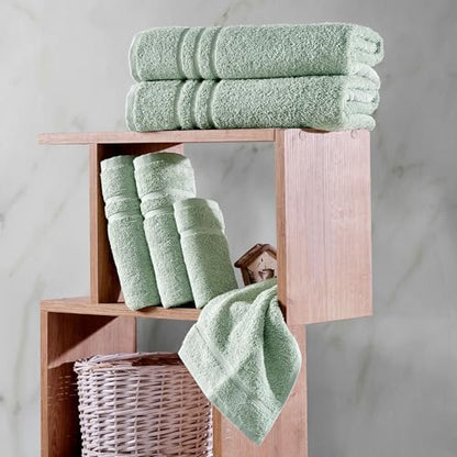 Personalized Towels - Customized Turkish Cotton Towel Set, Monogrammed Towels with Initial, Name & Embroidery, Idea for Weddings, Bridal Showers, Anniversaries, Christmas Gift for Couples - Green - color: Light Green