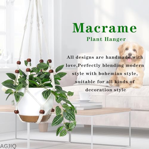 43 Inch Macrame Plant Hanger Large,Heavy Duty Indoor Hanging Plant Holder for Plants Pots Hangers for Live Plants,Outdoor Garden Home and Boho Wall Home Ceiling Decor,2 Set(Planter Pot Not Included)