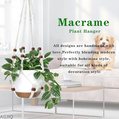 43 Inch Macrame Plant Hanger Large,Heavy Duty Indoor Hanging Plant Holder for Plants Pots Hangers for Live Plants,Outdoor Garden Home and Boho Wall Home Ceiling Decor,2 Set(Planter Pot Not Included)