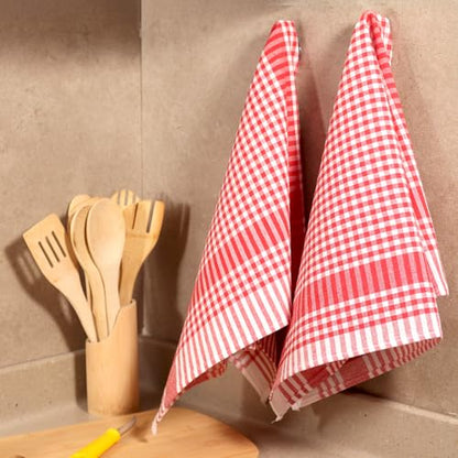 Checkered Kitchen Towels - Dish Drying Towels (24" x 16") Reusable & Cute Perfect as Kitchen Towels Set, Dishcloths for Kitchen - (12 Pack) (Red) - color: Red, size: Set of 12