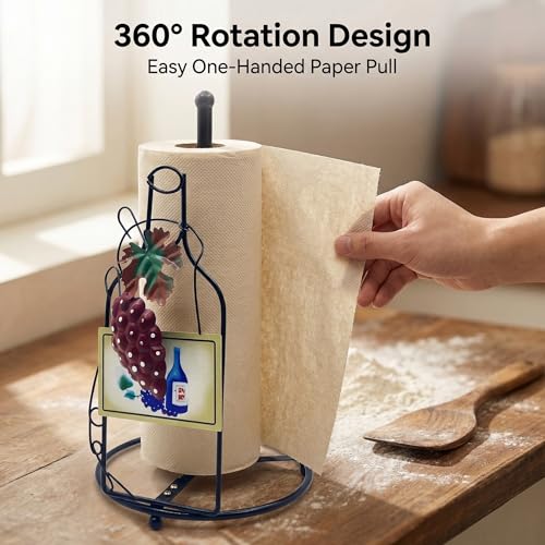 GUANYANG Wine Bottle Shaped Metal Paper Towel Holder, 18x18x35cm Waterproof Large Capacity Space Saving Countertop Paper Towel Dispenser for Farmhouse Kitchen Decor Wine Bar Accessories