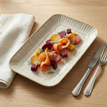 13.6-inch ceramic dinner plates (4-pack), rectangular salad plates, serving plates, dinner plate set, dessert plates. Suitable for serving salads, appetizers, desserts, and fruits. - color: White1