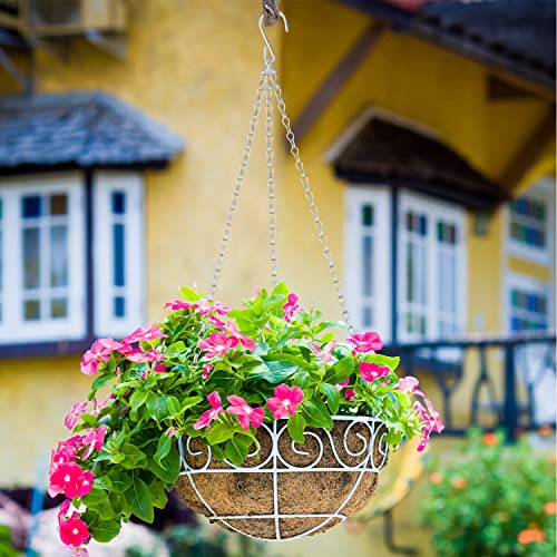 Hotop 8 Pcs Metal Hanging Chains with Ceiling Hooks, Garden Plant Hangers for Hanging Bird Feeders, Billboards, Chalkboards, Basket, Planters, Lanterns, Wind Chimes, Chain Hook DIY(16.38 Inch,Silver) - color: Silver, size: 16.38 Inch