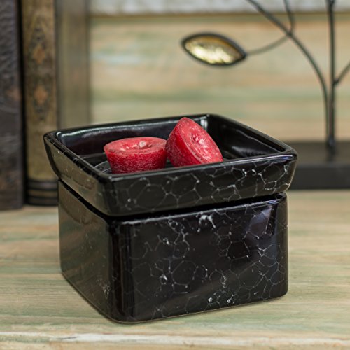 Black Ceramic Stoneware Electric 2-in-1 Tart Wax Oil Candle Warmer (1, Black Marble) - color: Black Marble