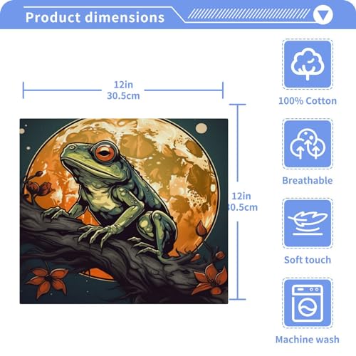 Kigai 2PCS Frogs Under Moonlight Towels Cotton Washcloths Set,Quick Drying & Absorbent Soft Bathroom Hand Towel Lightweight & Portable Fingertip Towel - size: 12x12Inches x2