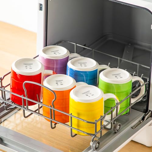 vancasso Bonita Ceramic Coffee Mug Set of 6,16 Oz Coffee Cups with Large Handle for Tea,Latte,Cappuccino,Milk,Cocoa,Dishwasher&Microwave Safe(Color) - color: Color