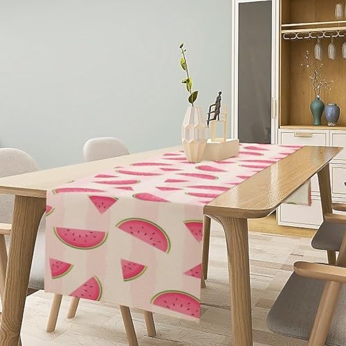 Fruits Table Runner, Tasty Summer Fruit Watermelon Stripes Fun Art Print Table Runner for Kitchen Dining Party Holiday Home 13x36in - color: Fruit-1, size: 13x36in