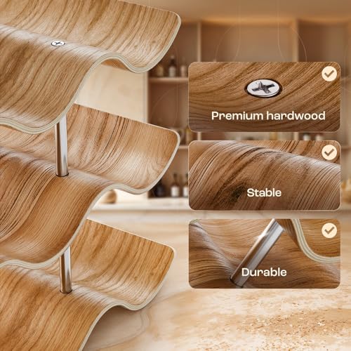 Dreiklang - be smart® Wooden Wine Rack 12 Bottles Countertop | Freestanding Natural Wood Bottle Holder | Modern, Decorative & Space-Saving | Slim & Compact Design | 3 Tiers (16.3 x 8.9 x 6.1 in) - size: 12 Bottles