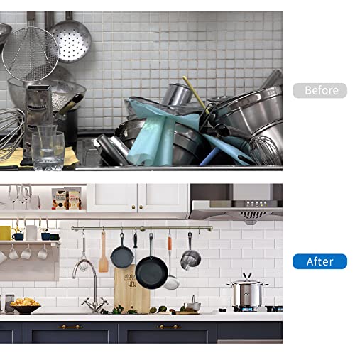 ROTHLEY Hanging Pot Rack Hanger: 39.4 Inch Stainless Steel Pot and Pan Hanger Pot Rack Wall Mounted Hanging Pots and Pans Rack Pot Hangers for Kitchen Wall Kitchen Rail with Hooks (Antique Brass) - color: Antique Brass, size: 39.4 inch