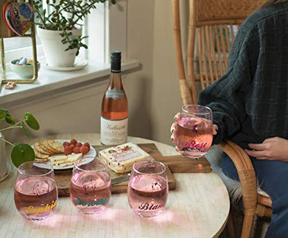 Golden Girls The Stemless Wine Glass Collectible Set of 4 | Dorothy, Sophia, Blanche, Rose | Funny Novelty Drinkware For Home Barware Set | Each Cup Holds 20 Ounces