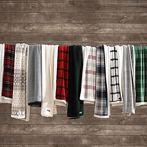 Eddie Bauer - Throw Blanket, Brushed Fleece & Plush Sherpa Soft Bedding, Blanket for Couch & Bed (Bunkhouse Plaid Red, 50" x 60") - color: Bunkhouse Plaid Red, size: 50" x 60"