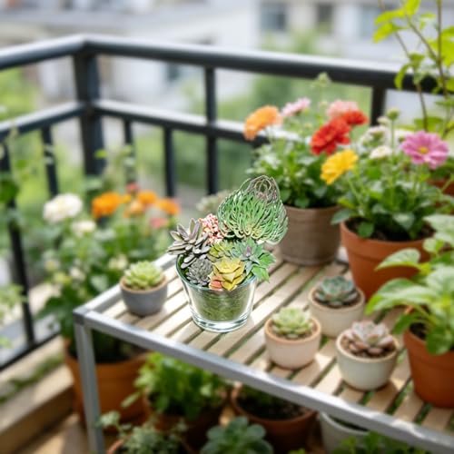 7PCS Flocked Artificial Succulents Set Faux Succulent Plants with Fake Christmas Tree Moss Artificial Cactus Greenery Low Maintenance Fake Plants DIY Craft Home Office Christmas Table (Green) - color: Green