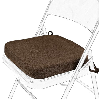 SINOSSO Memory Foam Chair Cushion for Folding Chair 1 Pcs, Thickened 2" Square Kitchen Chair Pad with Ties, Indoor Non-Slip Dining Chair Seat Cushion (1 Piece, Dark Brown) - color: Dark Brown