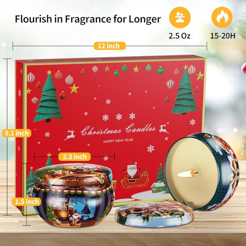 Christmas Candles Gifts for Women, 12 Bulk Scented Candles Set | Home Aromatherapy, Strongly Fragrance, Long Lasting, Portable Travel Tin for Spa Bath Yoga - color: SC04