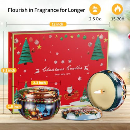 Christmas Candles Gifts for Women, 12 Bulk Scented Candles Set | Home Aromatherapy, Strongly Fragrance, Long Lasting, Portable Travel Tin for Spa Bath Yoga - color: SC04