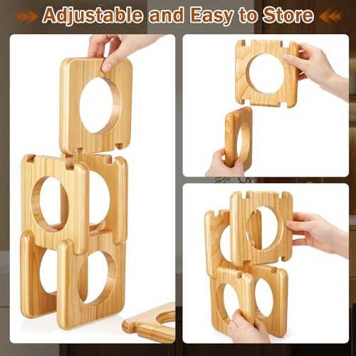 Novabright Detachable Wood Wine Rack Countertop 3 Bottle Display Stand Holder, Modern Tabletop Wine Bottle Holder for Home Bar, Kitchen & Dining Room Decor, Stylish Storage or Sculptural Accent