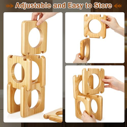 Novabright Detachable Wood Wine Rack Countertop 3 Bottle Display Stand Holder, Modern Tabletop Wine Bottle Holder for Home Bar, Kitchen & Dining Room Decor, Stylish Storage or Sculptural Accent