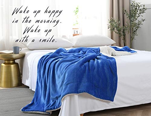 NANPIPER Throw Blanket Sherpa Flannel Blankets Soft Fuzzy Plush Fleece Microfiber for Bed/Couch (60"x80",Princess Blue) - color: Princess Blue, size: Twin