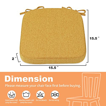 SINOSSO Memory Foam Chair Cushion for Folding Chair 1 Pcs, Thickened 2" Square Kitchen Chair Pad with Ties, Indoor Non-Slip Dining Chair Seat Cushion (1 Piece, Yellow) - color: Yellow