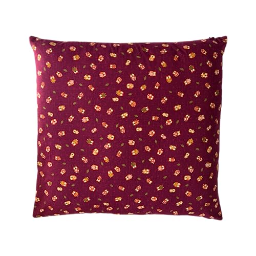 Zabuton Floor Pillow with Removable Cover - Traditional Japanese Decor | 90% Cotton, 10% Polyester Filling, Fluffy Floor Cushion for Couch, Living Room Seating or Meditation - color: Owl Burgundy