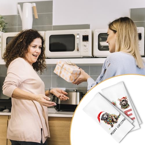 Christmas Newfoundland Kitchen Dish Towels 2 Pack - Newfoundland Dog Lover Gift, Waffle Weave Christmas Hand & Tea Towels for Kitchen Bathroom, 16x24 Inches - color: Newfoundland Christmas